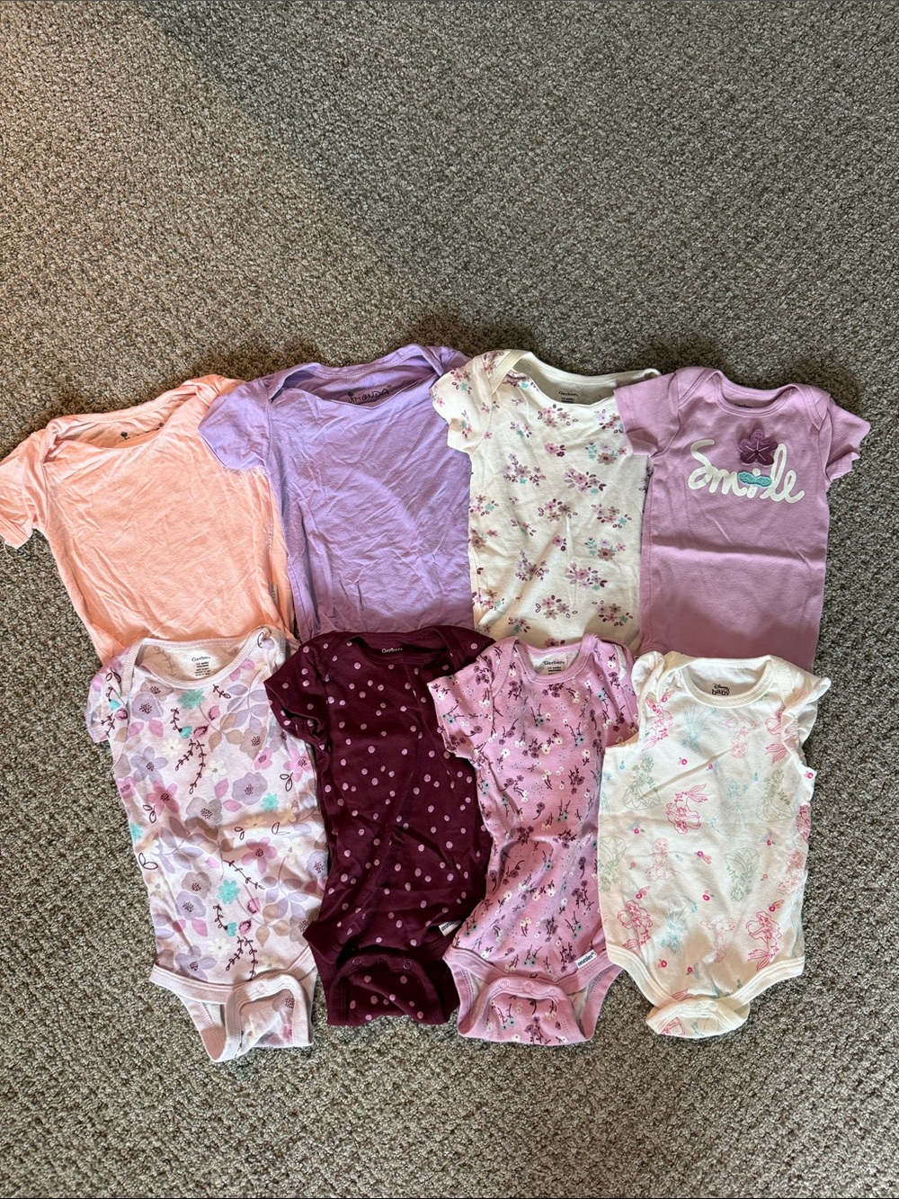 Mixed Pink & Purple Baby One-Piece Bodysuits - 8 Pack